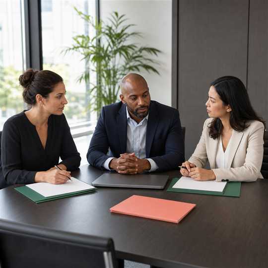 Sales team focused on a prepared forecast review