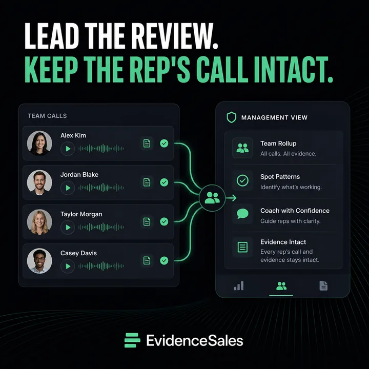 Evidence Sales ad: Lead the review and keep the rep's call intact