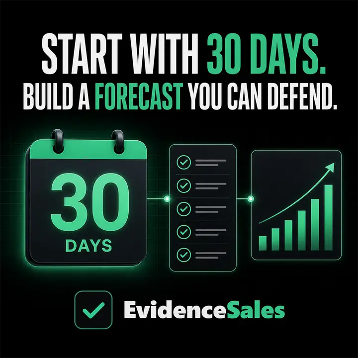 Evidence Sales ad: Start with 30 days and build a forecast you can defend